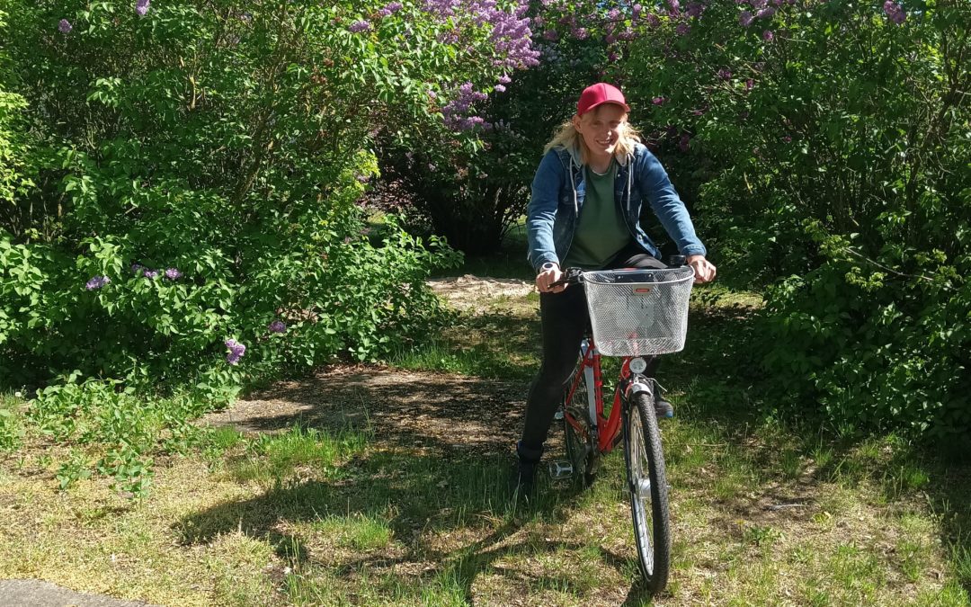 Auch das Grün­team ist mit dem Fahr­rad unterwegs